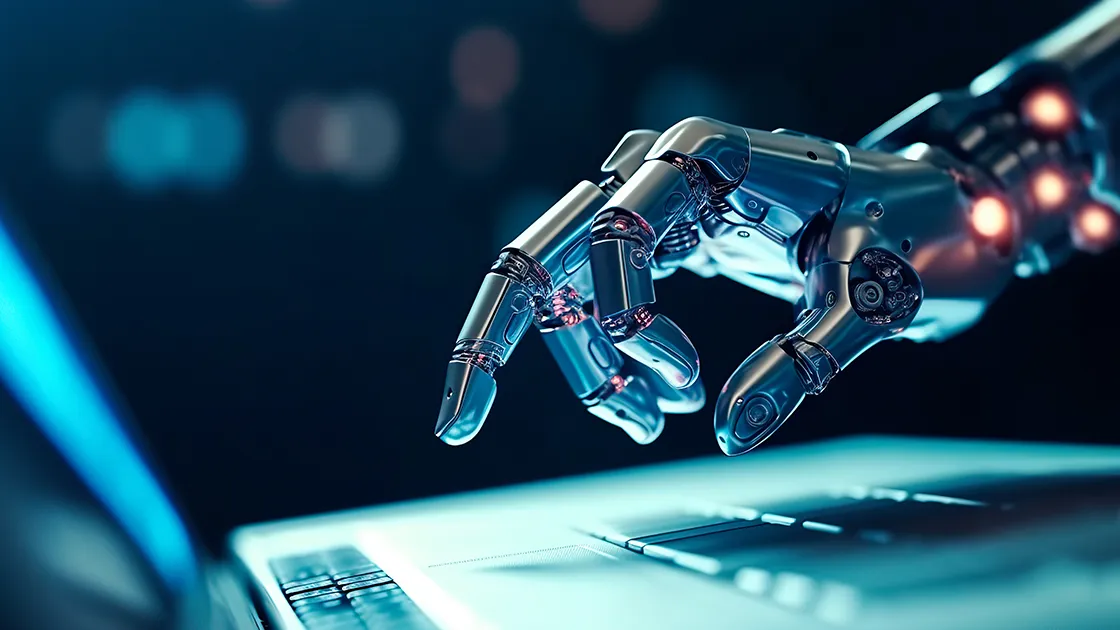 Robots Hand On Notebook